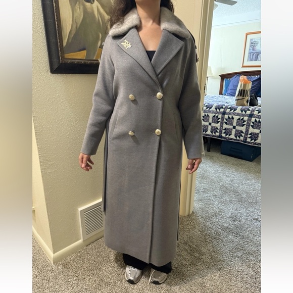 MaxMara Gray Double-Breasted Trench Coat
